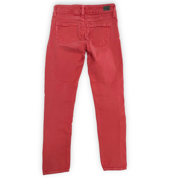 🍀Paige Skyline Ankle Peg Women's Carmine Red Denim Low Rise Skinny Jeans Size 26 - Picture 3 of 10